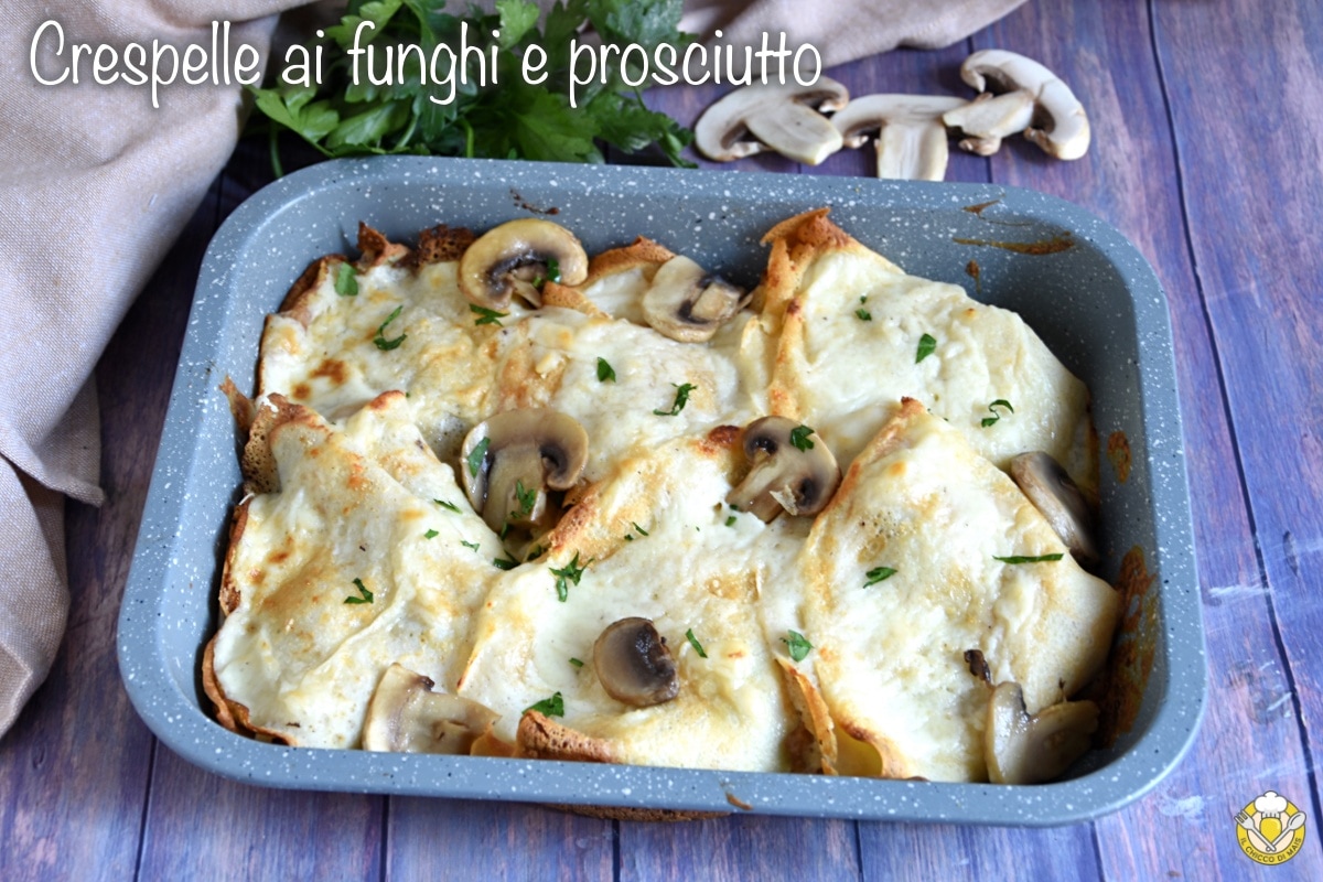 Crepes de cogumelos e presunto