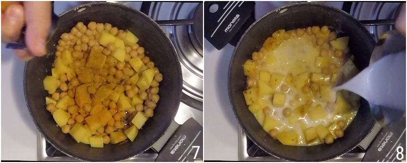curry de grão-de-bico e batatas com leite de coco receita indiana vegetariana vegana com arroz pilaf il chicco di mais 3 adicionar leite de coco