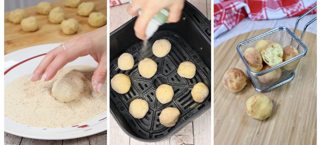 Bolinhos de bacalhau macios na fritadeira a ar
