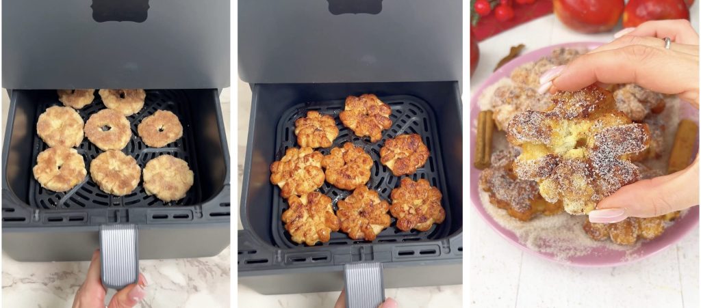 Rosquinhas de maçã na fritadeira elétrica