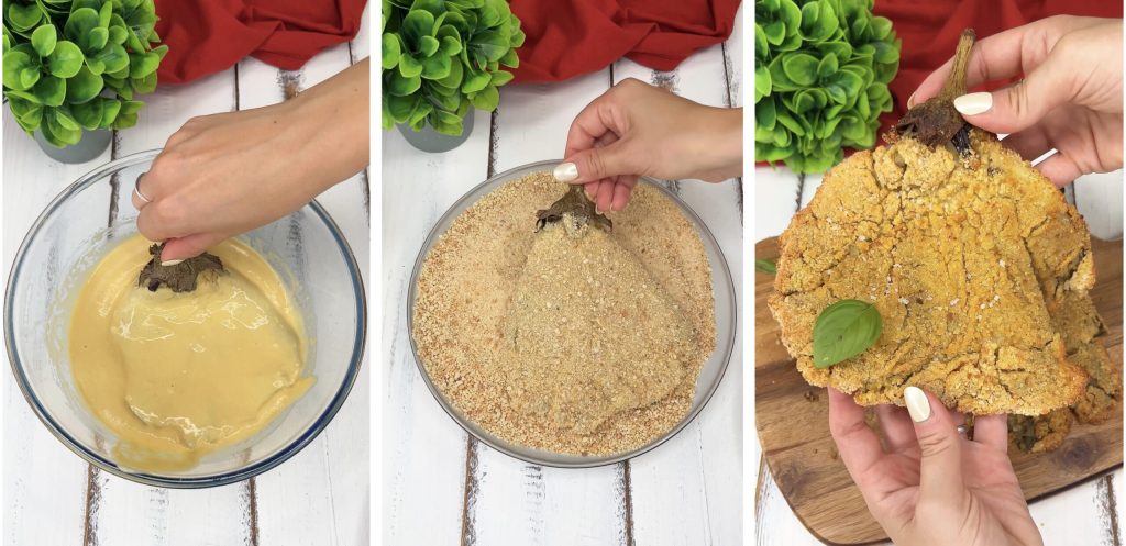 Bifes de berinjela na fritadeira elétrica