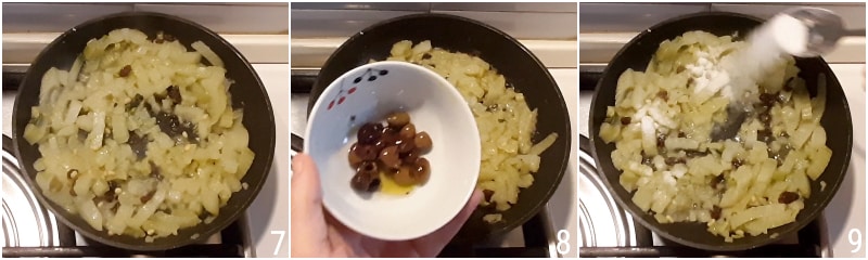 funcho agridoce na frigideira com azeitonas passas e pinhões receita saborosa para cozinhar funcho il chicco di mais 3 adicionar azeitonas passas pinhões