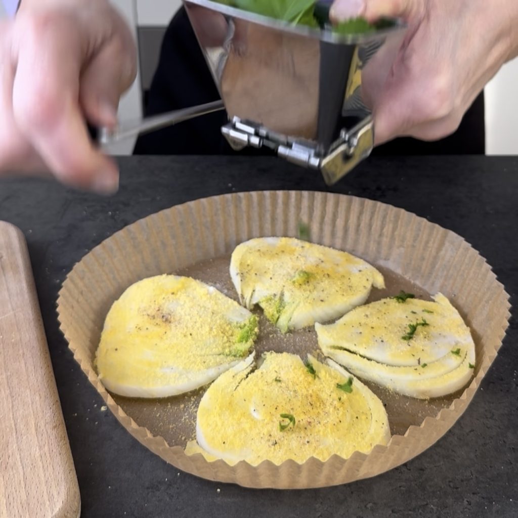 funcho gratinado na fritadeira elétrica