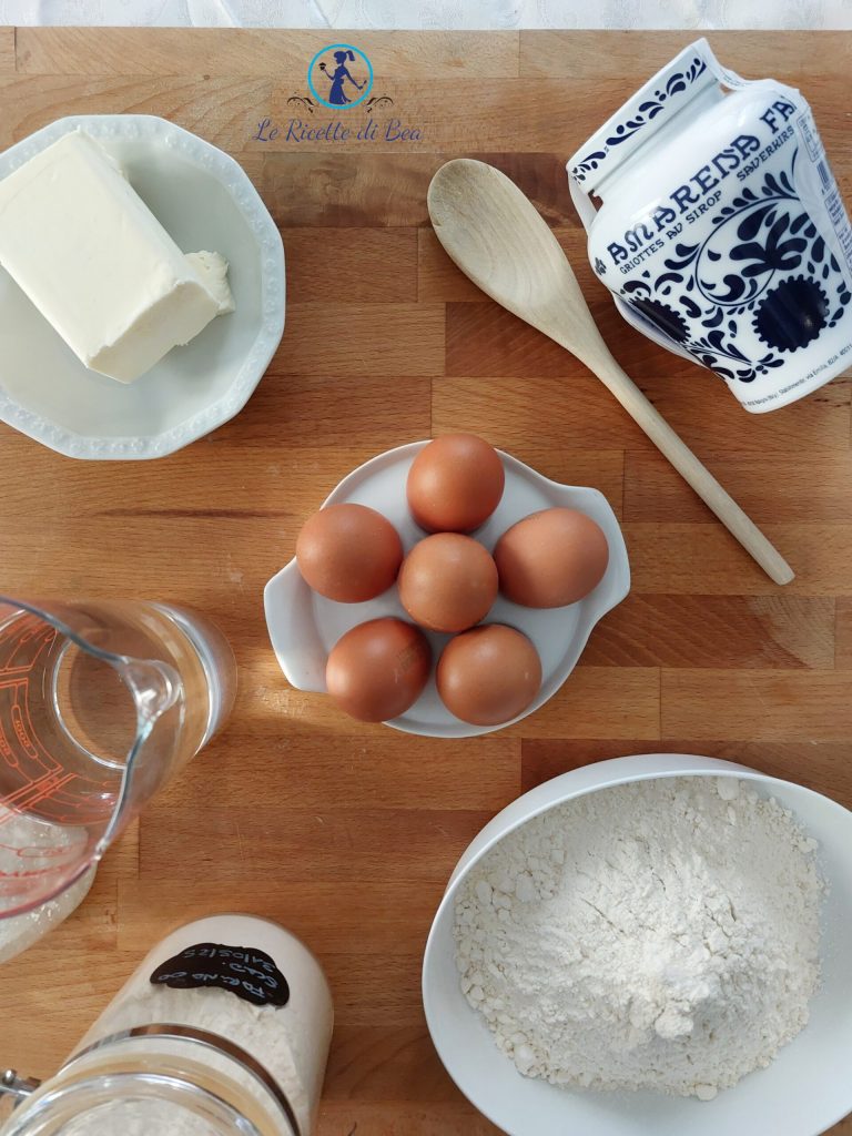 ingredientes para zeppole assadas
