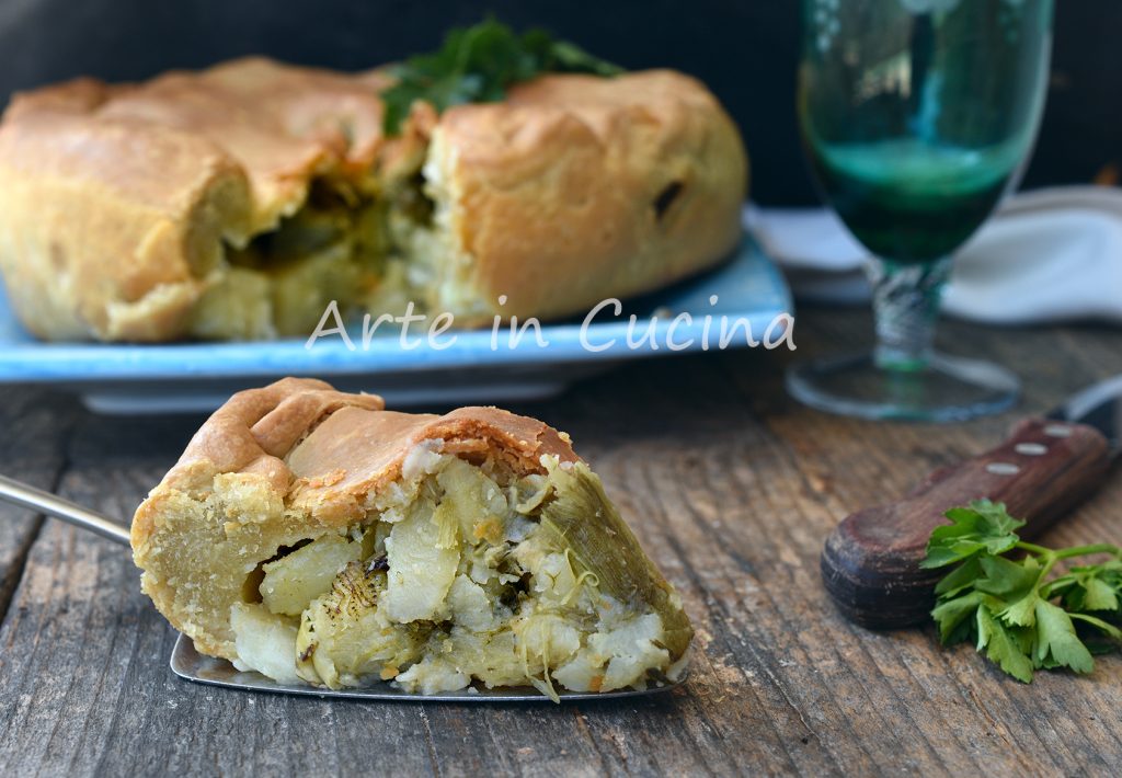Panada com alcachofras e batatas receita sarda