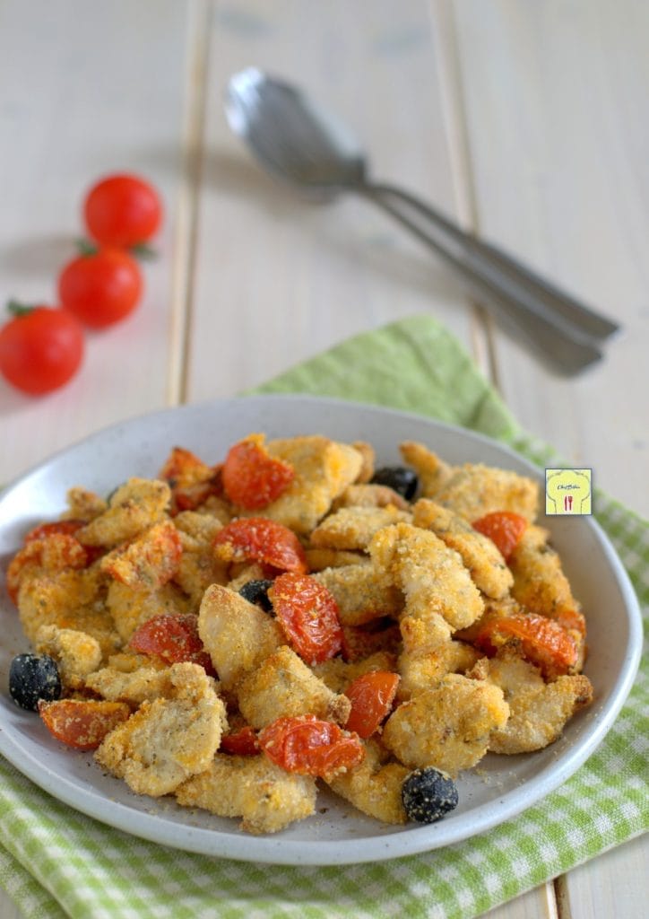 pedaços de frango à mediterrânea na fritadeira a ar gp