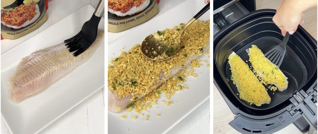 Filés de bacalhau gratinados na fritadeira elétrica
