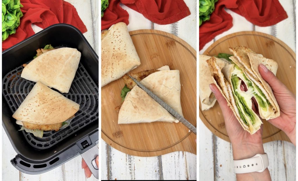 Wrap de frango crocante na fritadeira a ar