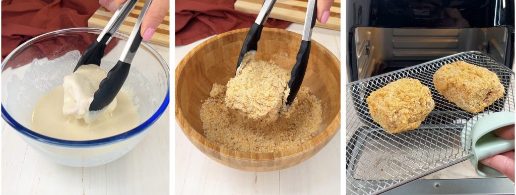 Enroladinhos de presunto e queijo (sem ovos) na fritadeira a ar