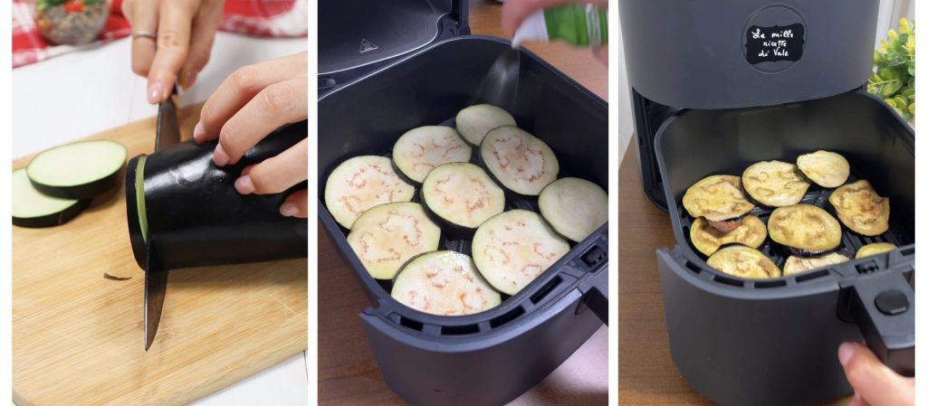 Rústico de berinjela e provolone na fritadeira elétrica