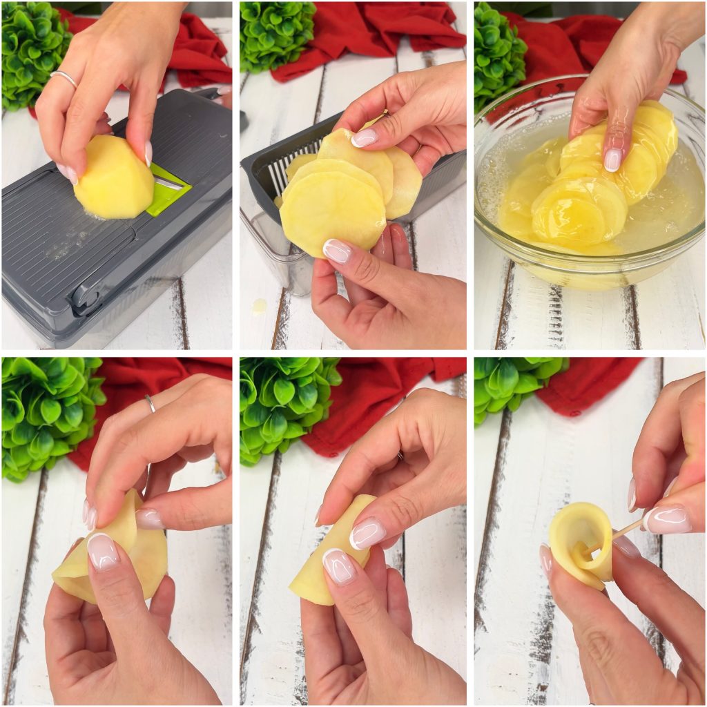 Batatas fritas enroladas na fritadeira a ar