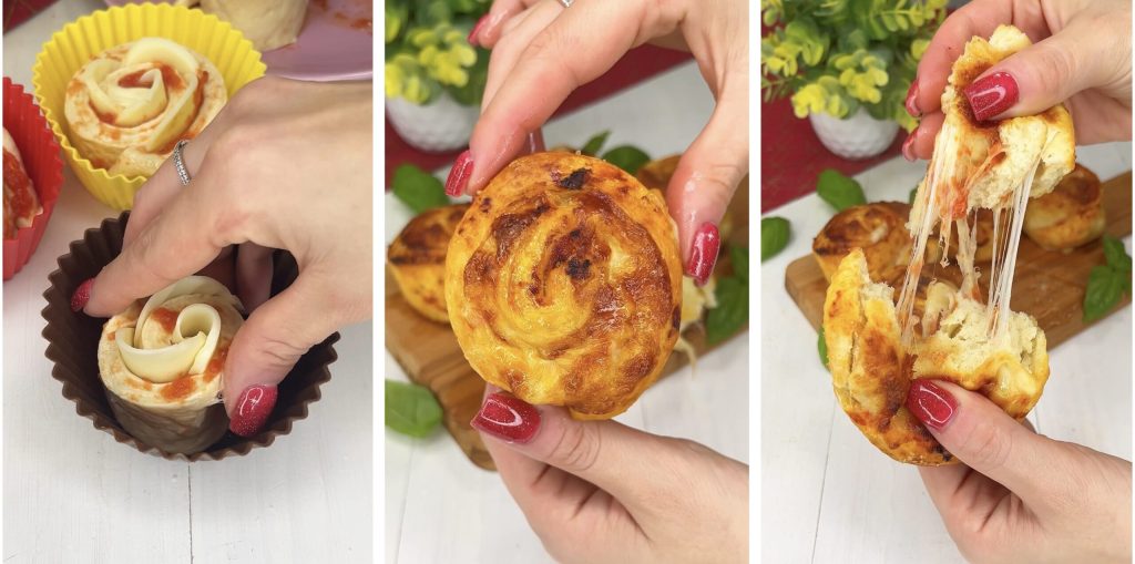 Muffin de pizza na fritadeira elétrica