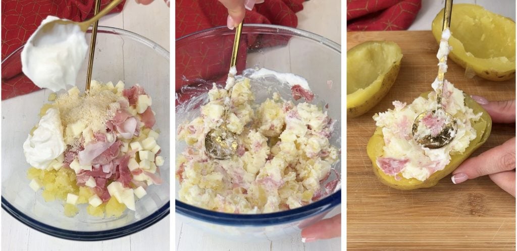 Batatas recheadas cremosas na fritadeira a ar