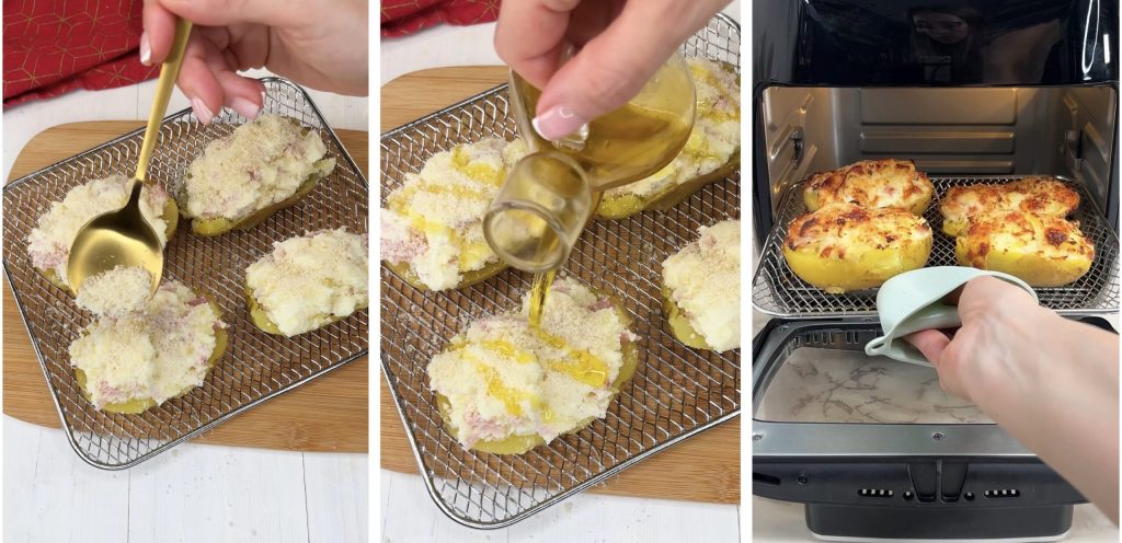 Batatas recheadas cremosas na fritadeira a ar