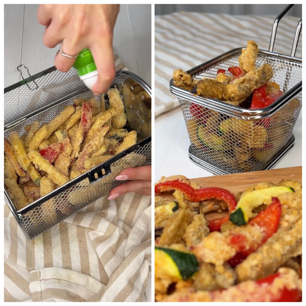 Palitos de legumes crocantes na fritadeira elétrica