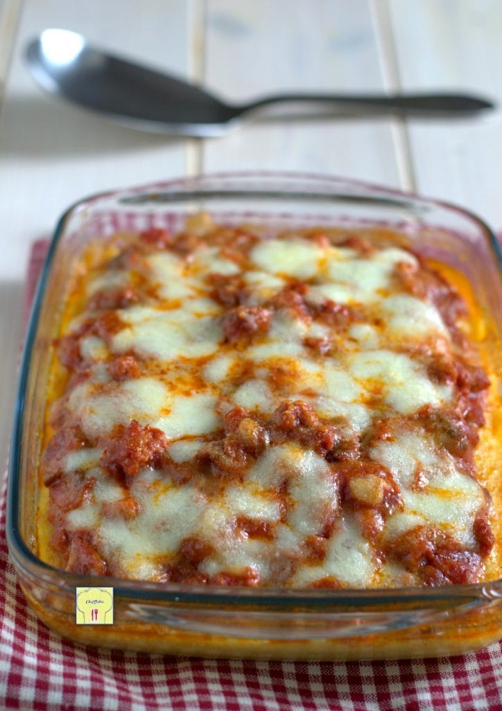 polenta com linguiça e cogumelos ao forno gp