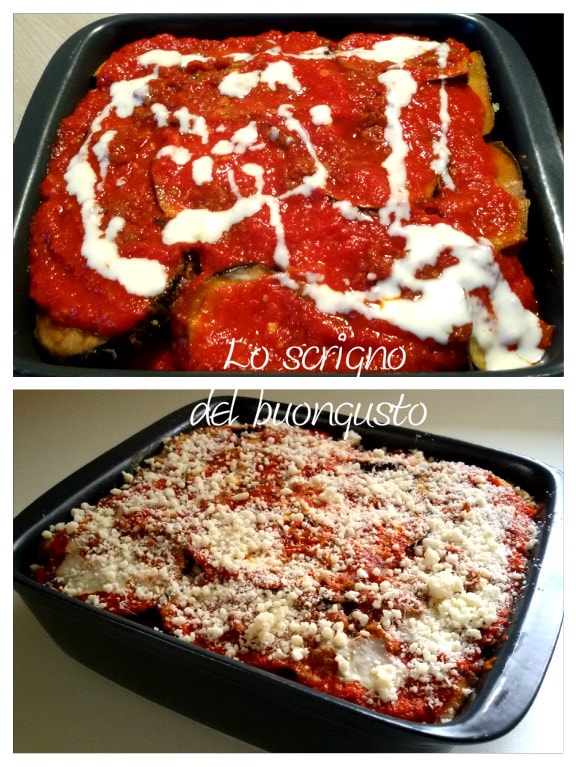 Parmigiana com berinjela frita