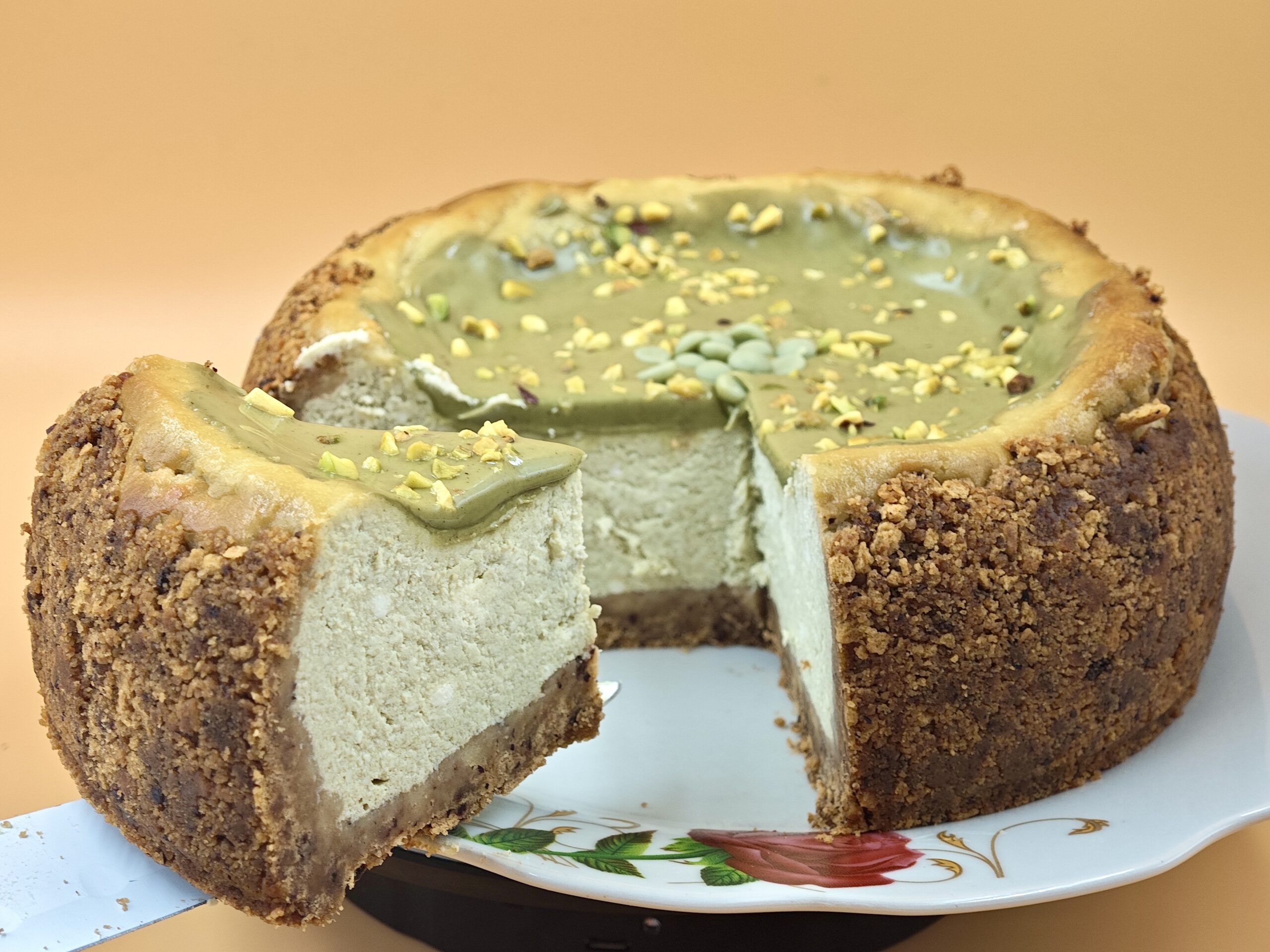 Cheesecake assada de pistache