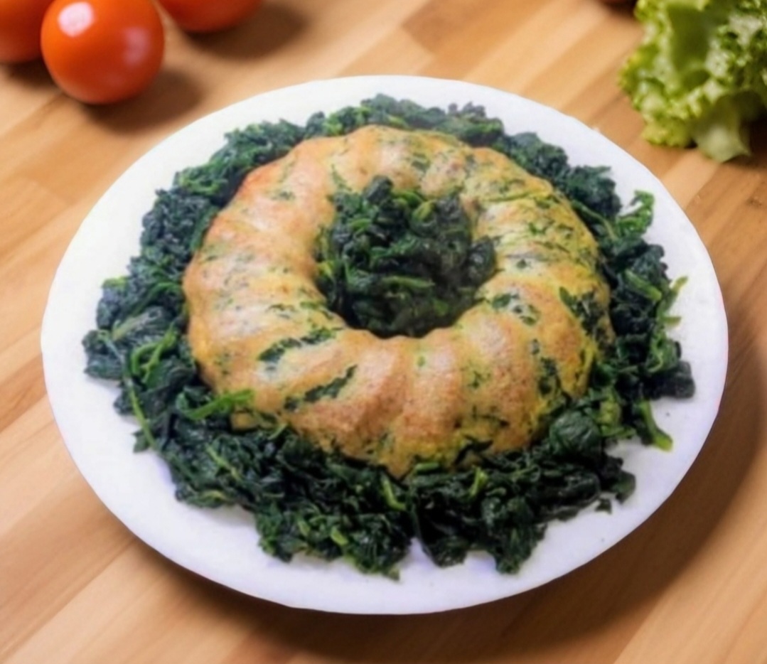 Tortinha de claras e espinafres ao forno