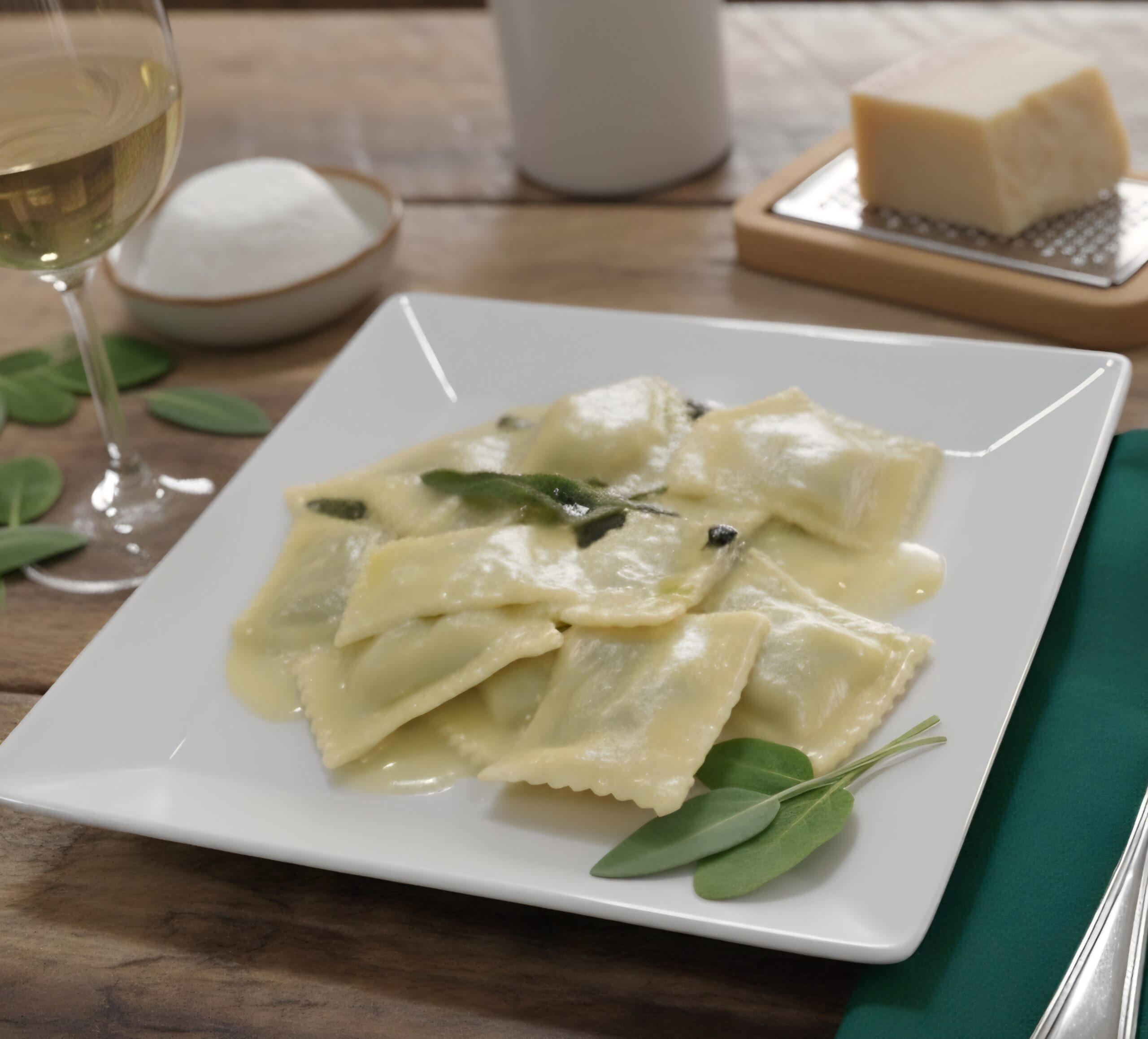 Ravioli com ricota e espinafre