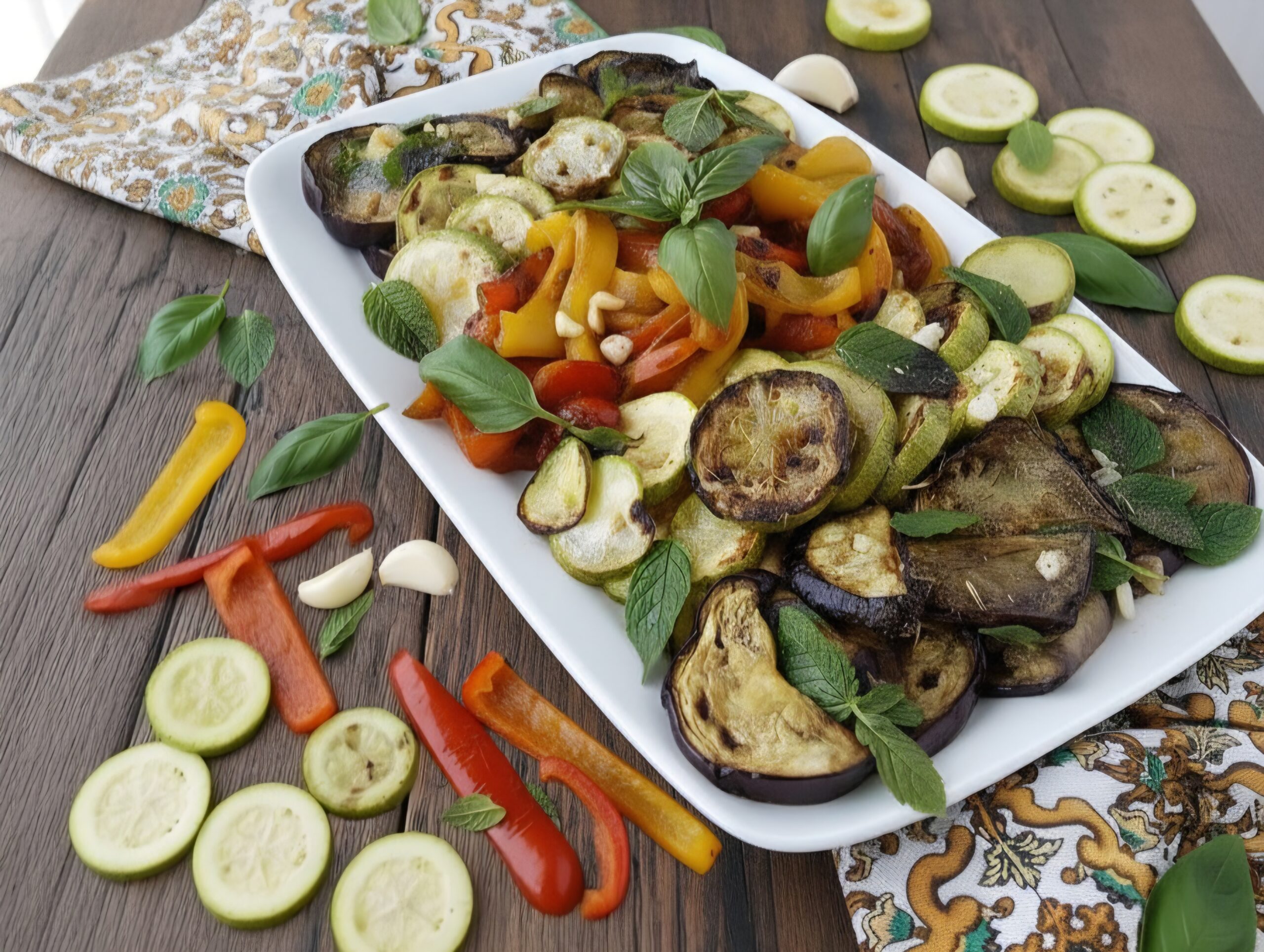 Legumes não fritos e não grelhados, mas assados