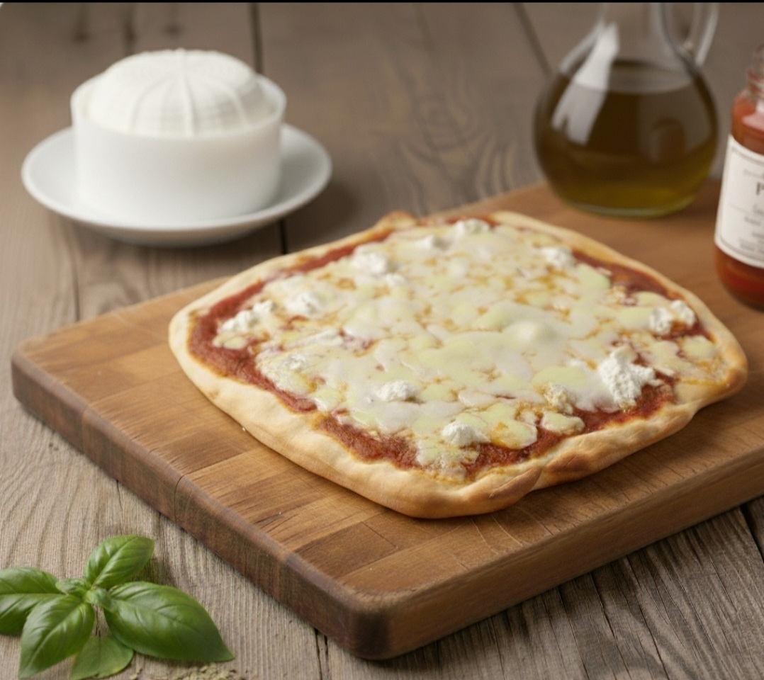 Pizza família na assadeira all’Amatriciana