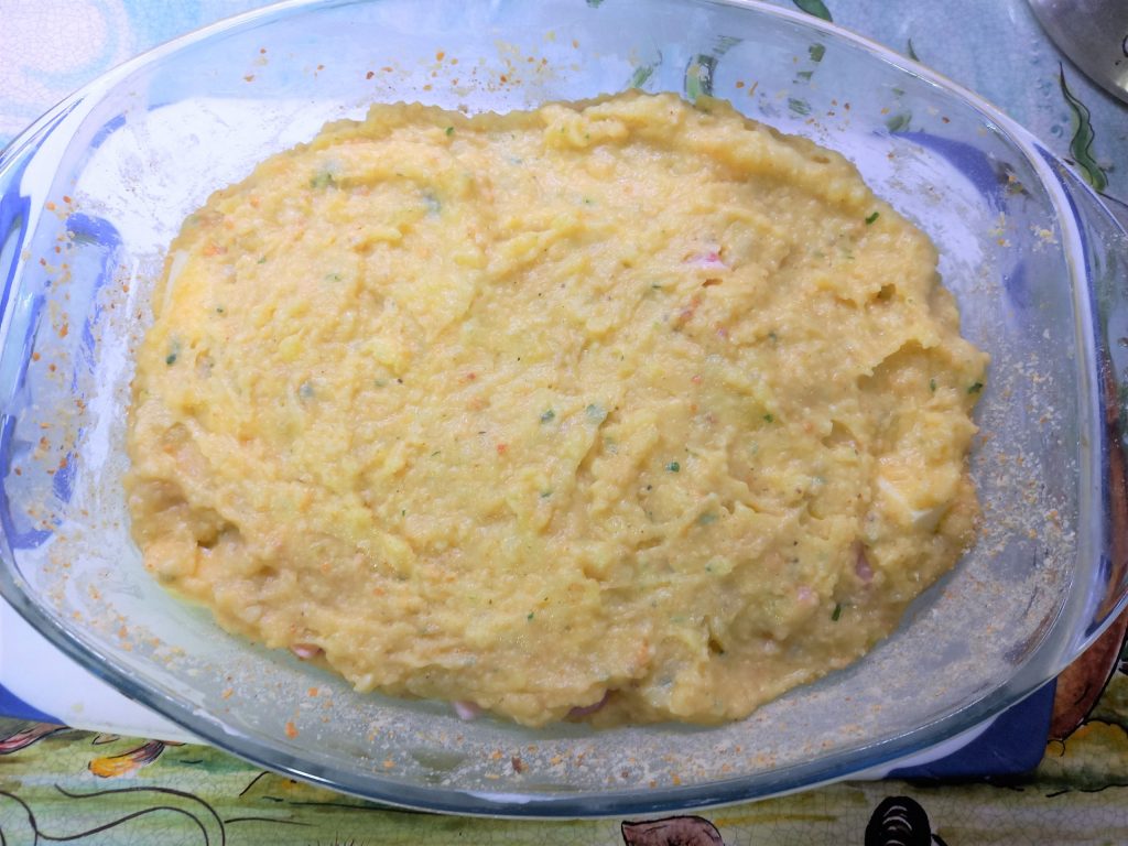 O gattò de batatas com provolone e bacon