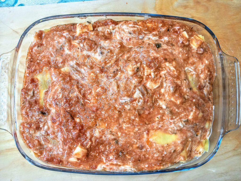 Gratinado de lasanha com peixe azul