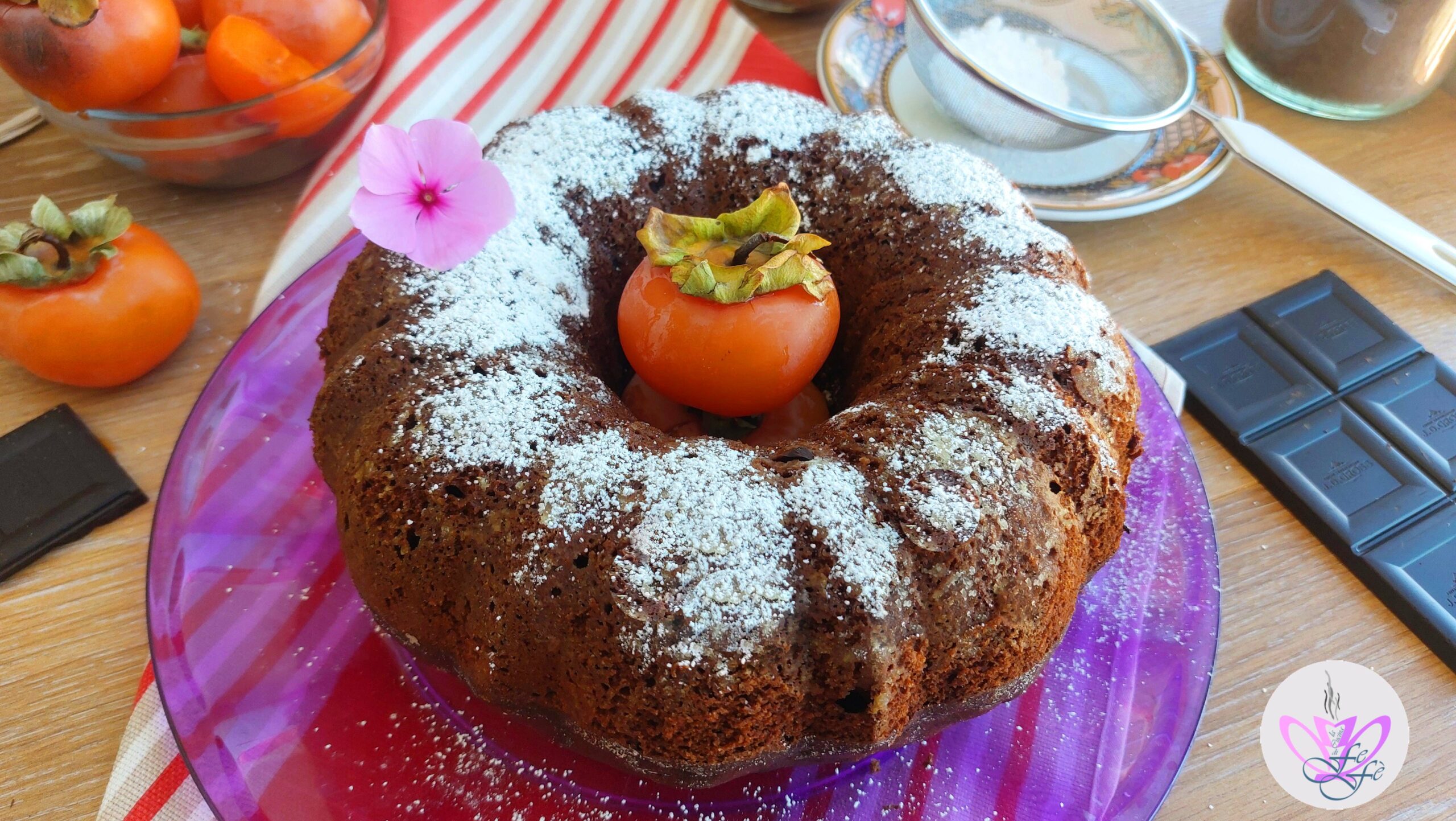 BOLO DE KAKI, RICOTA E CHOCOLATE