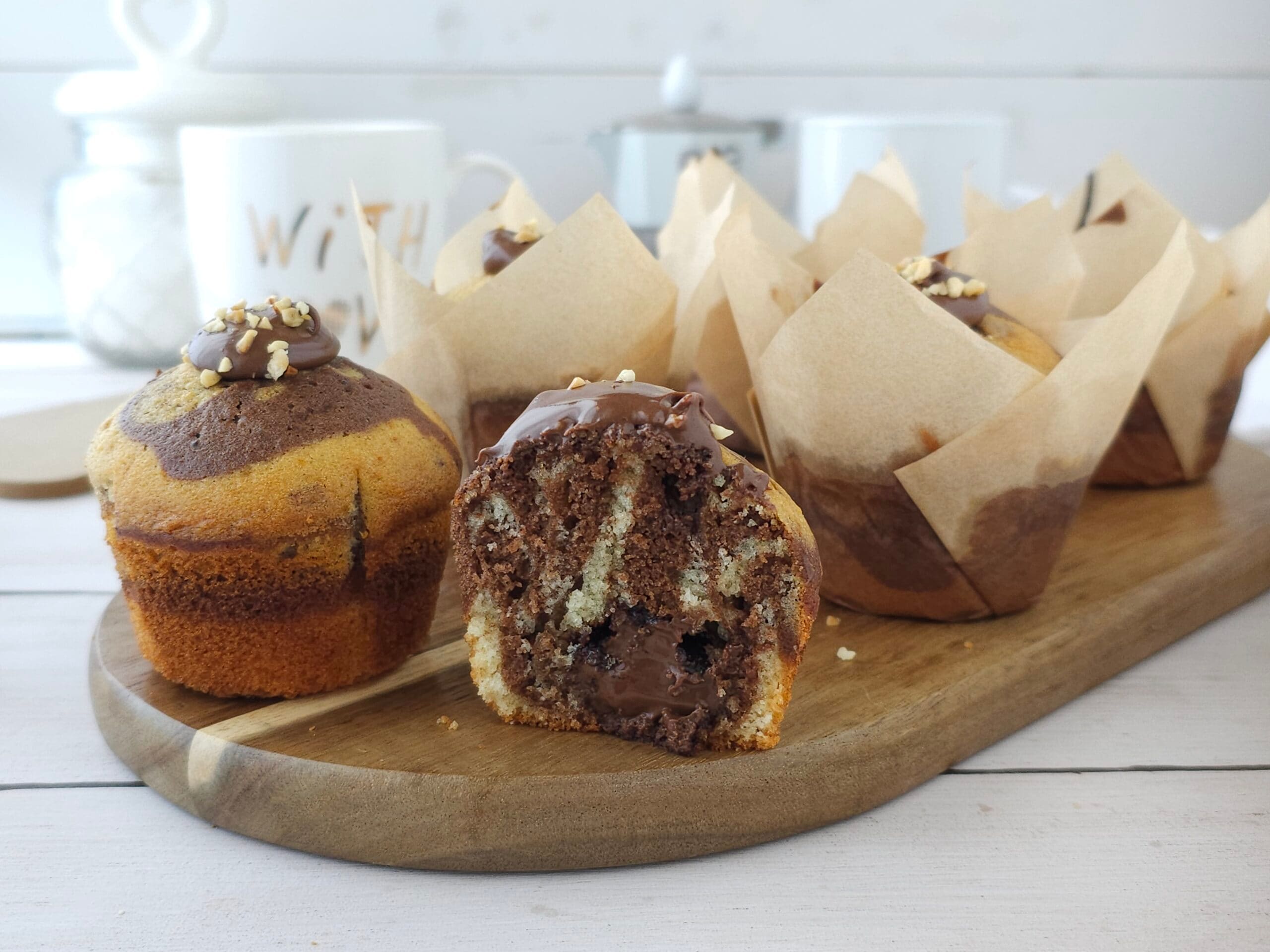 Muffin mesclados com Nutella