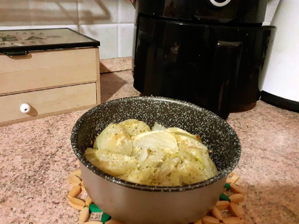 Funcho cozido e gratinado na fritadeira a ar
