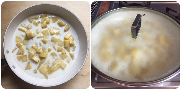 Batatas ao leite na frigideira - procedimento 2