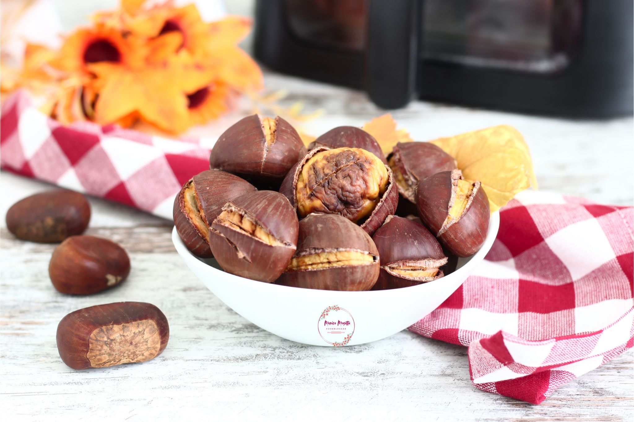 Castanhas na fritadeira a ar