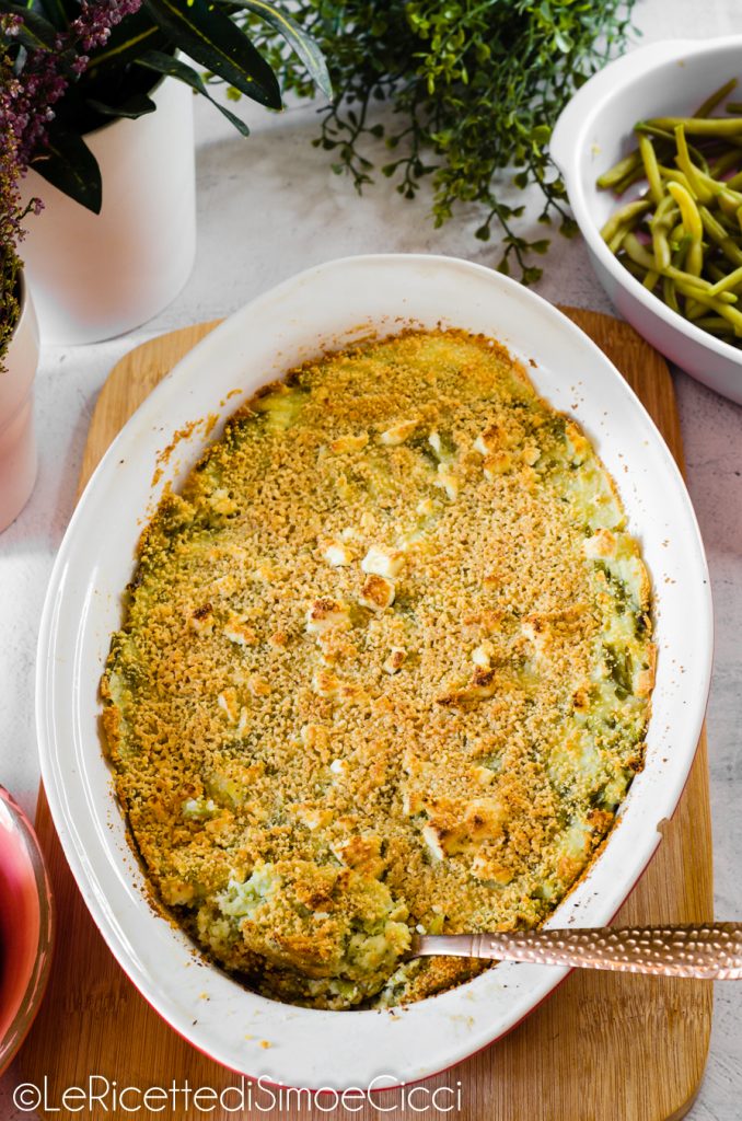 Gratinado de vagens batatas e feta