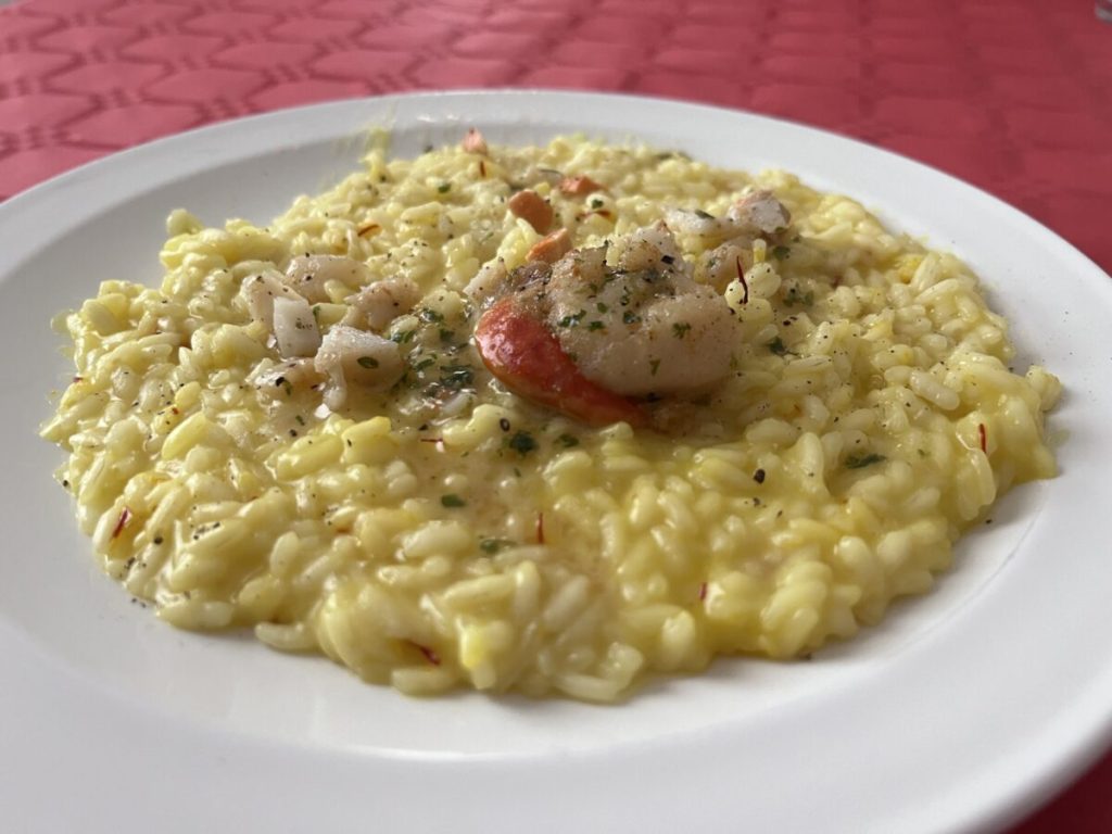 risoto de açafrão e vieiras