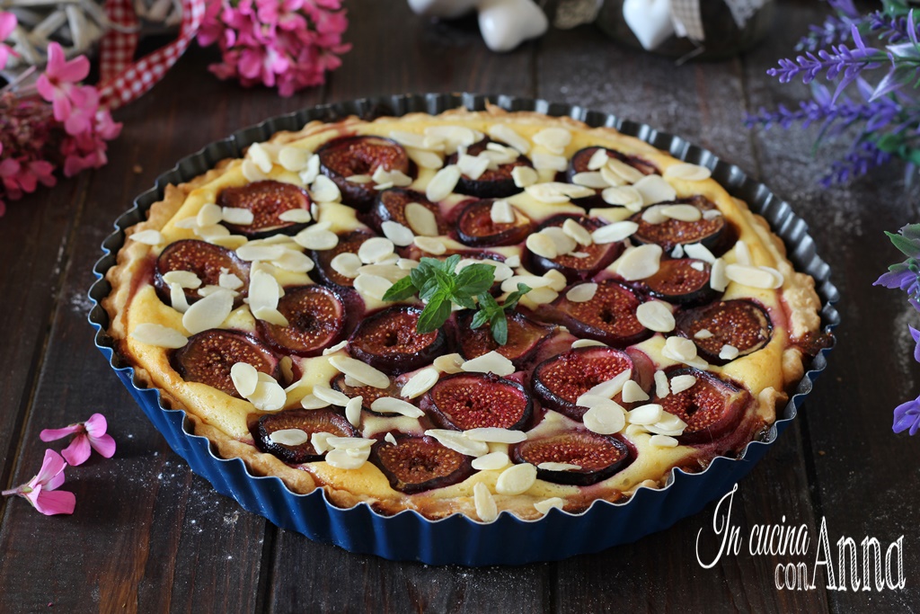 Torta de ricota, amêndoas e figos