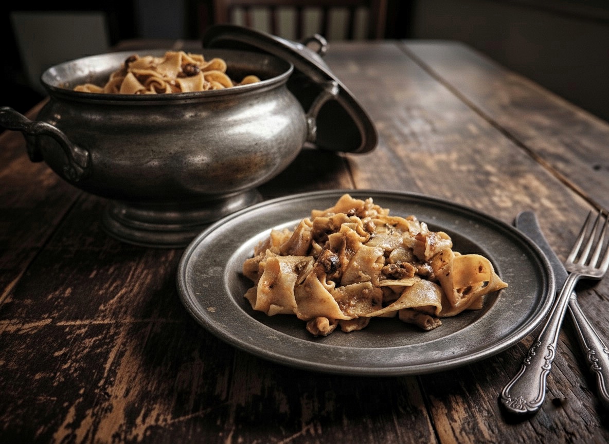 TAGLIATELLE DE CASTANHAS COM COGUMELOS FRESCOS