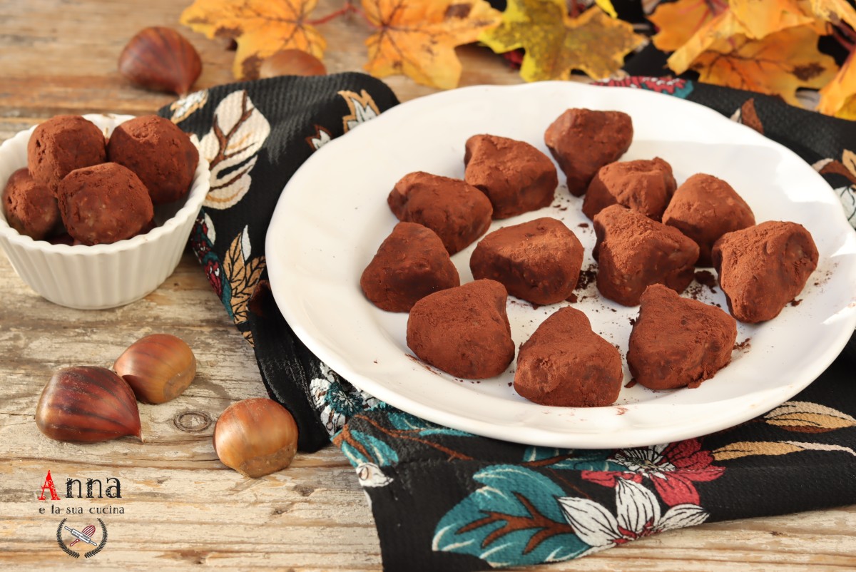 Docinhos de castanha com cacau