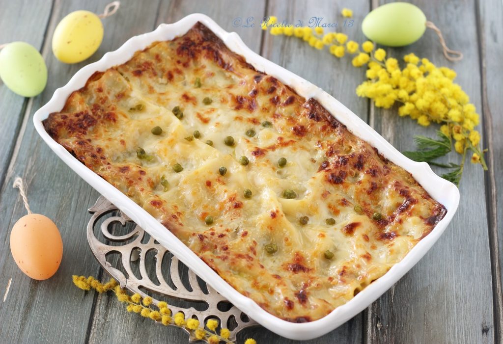 Lasanha cogumelos ervilhas e emmental