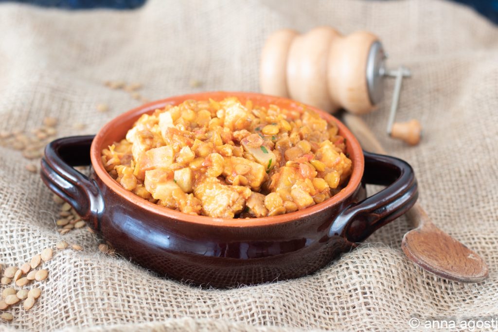 lentilhas ensopadas com bacon à paprika