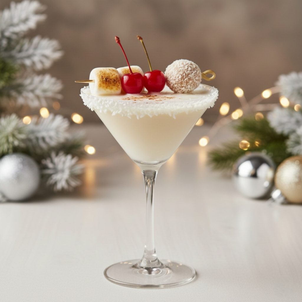 Martini de Natal Branco com Chocolate Branco