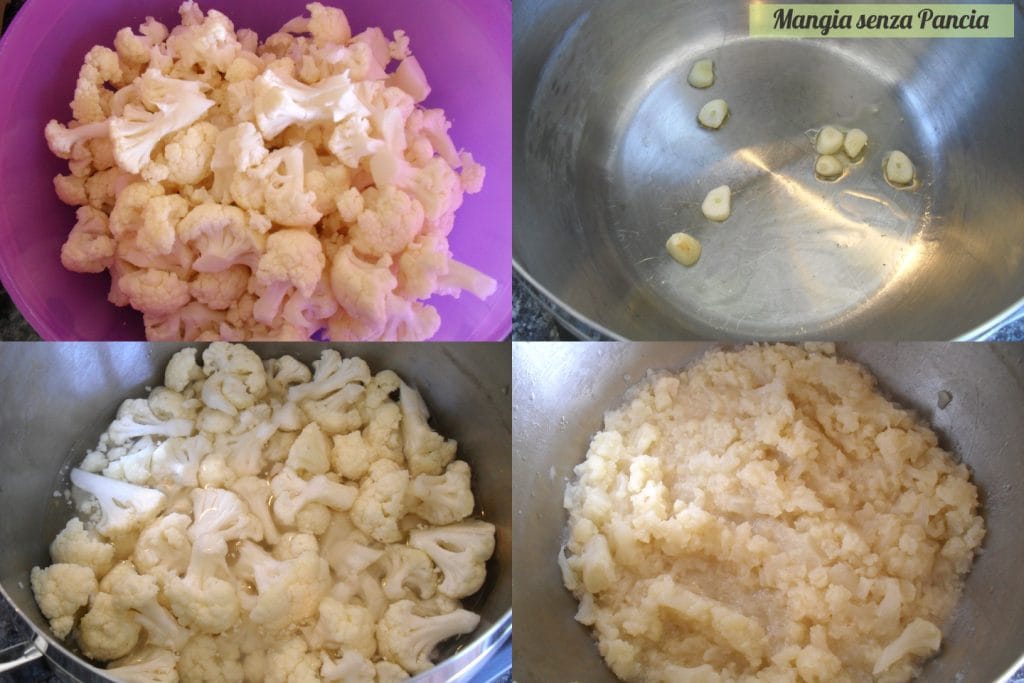 Massa e couve-flor leve preparação, Mangia sem Barriga