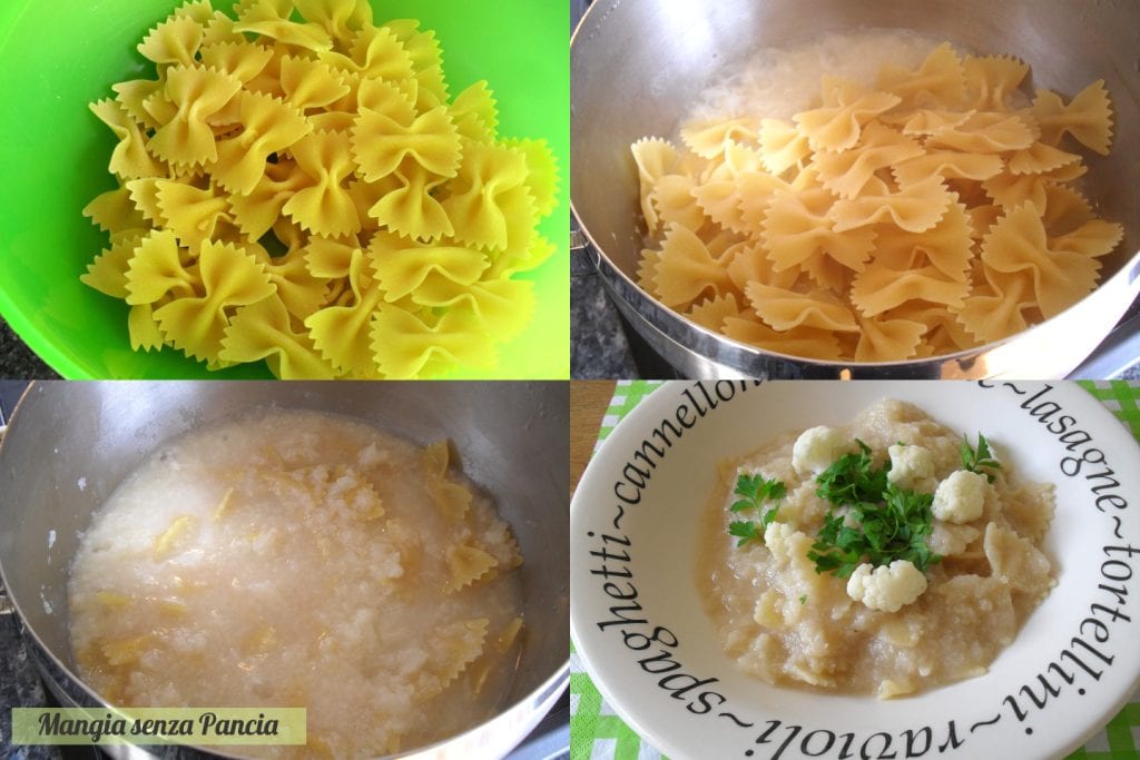 Massa e couve-flor leve preparação, Mangia sem Barriga