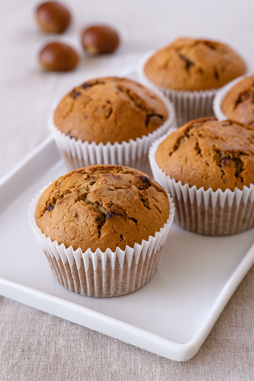 Muffin com farinha de castanha e chocolate