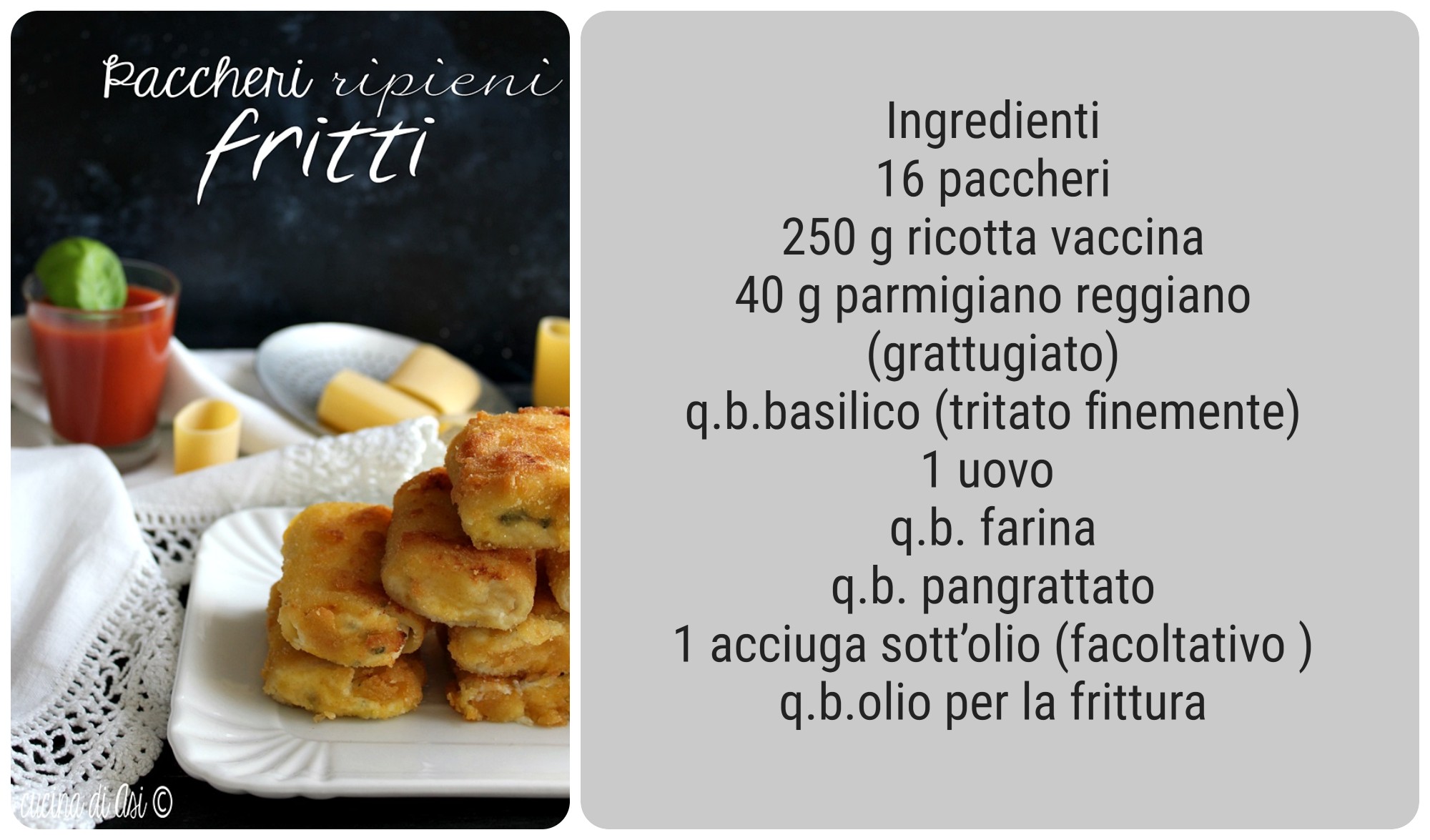 Paccheri recheados fritos