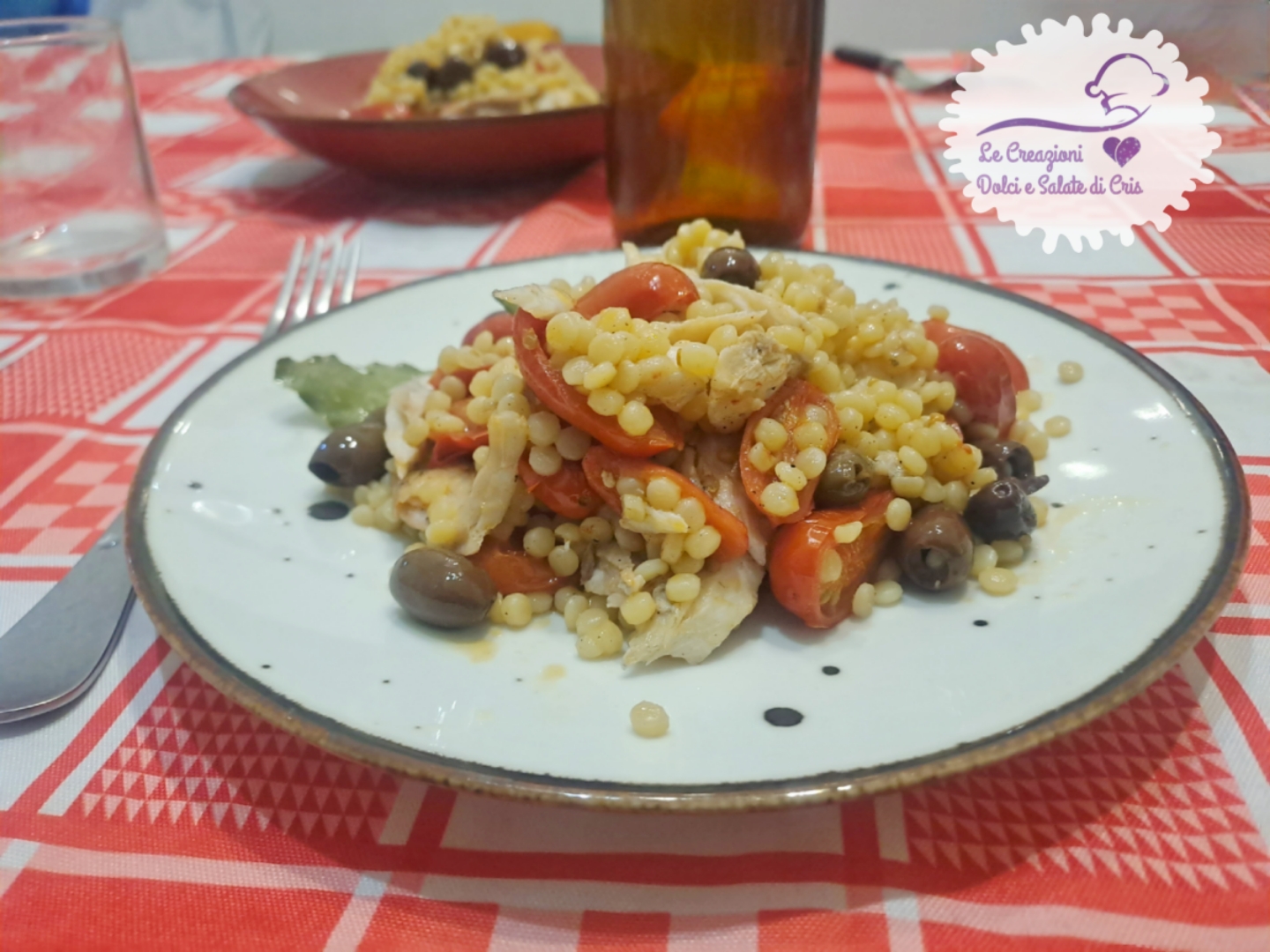Couscous com peixe e tomatinhos