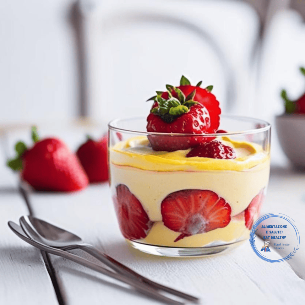 Sobremesa de morango com creme de confeiteiro