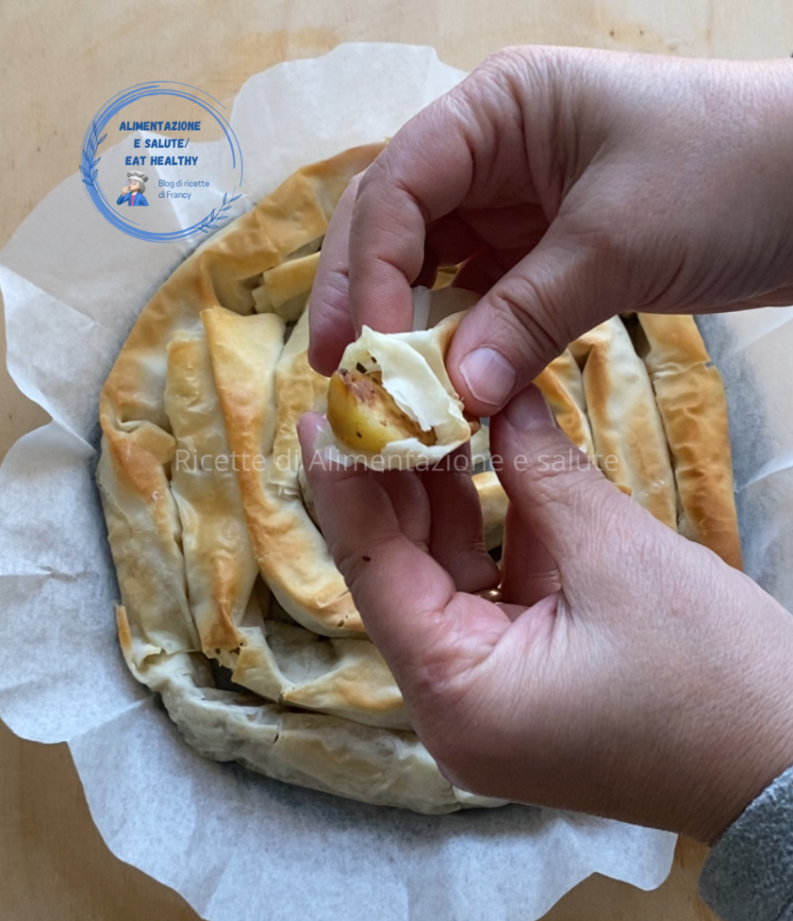 Torta de batatas e alcachofras enrola e come