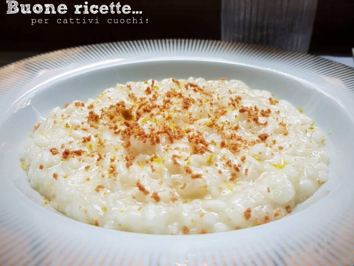 Risoto alho óleo pimenta e bottarga