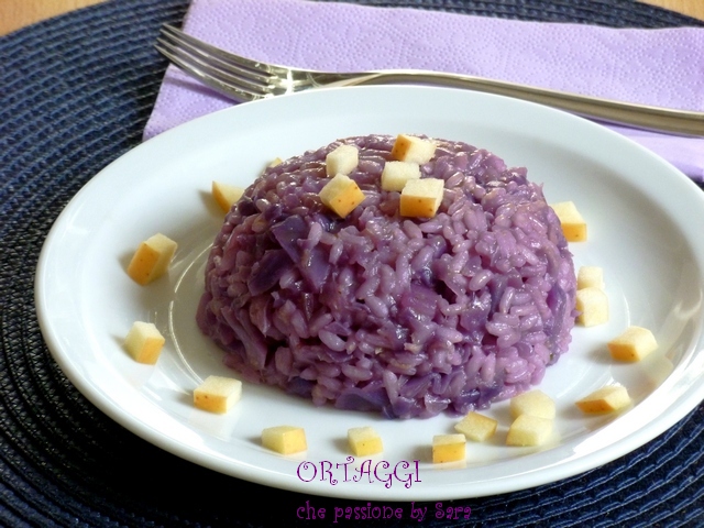 Risoto com repolho roxo e maçã Vegetais que paixão por Sara